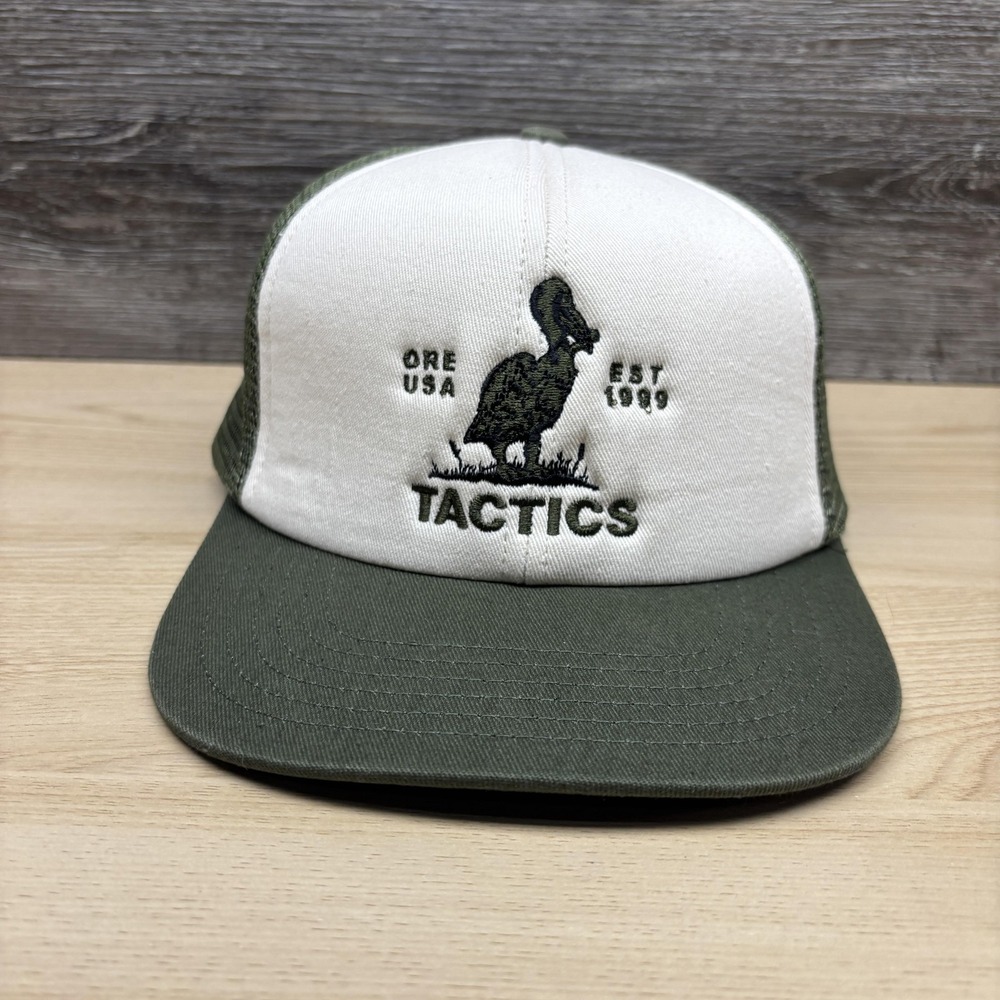 Tactics Hat Cap Snap Back Green White Trucker Mesh Bird Logo Mens Baseball